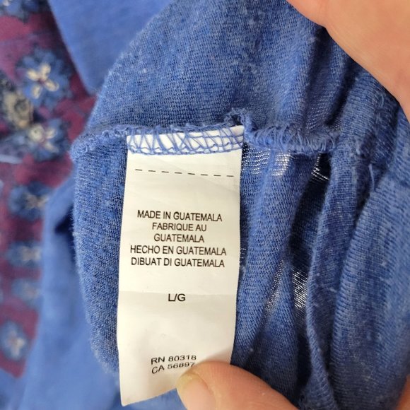 LUCKY BRAND Blue Burn-out Hamsa Graphic T-Shirt - Large - Picture 9 of 11